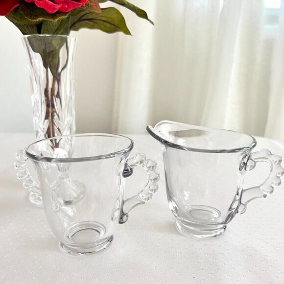 Vintage Imperial Glass Candlewick Cream and Sugar Bowl - Picture 1 of 7